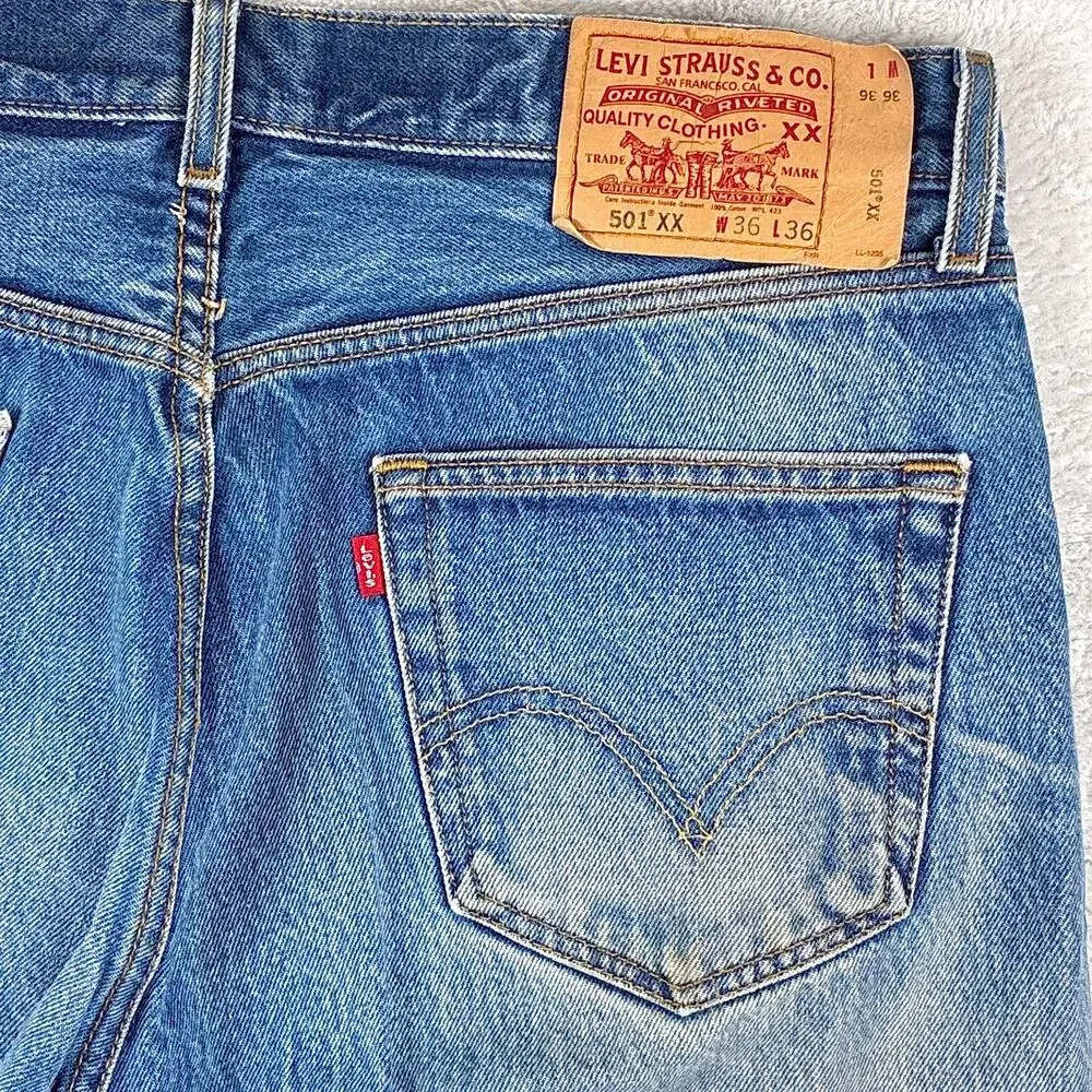 VTG Levis 501 XX Jeans Mens 36x36 (34x33) Faded Whiskered Button Fly Classic